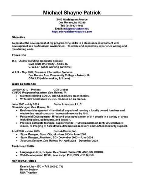 sample resume multiple positions  company resume