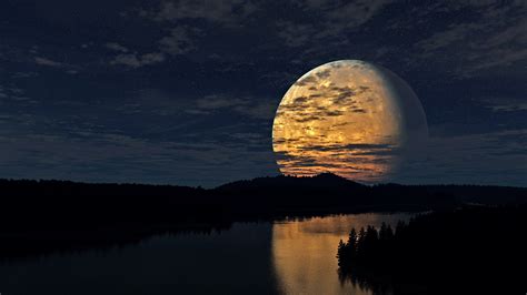 3840x2160 Night Sky Moon River Reflection 4k Hd 4k Wallpapers Images Backgrounds Photos And