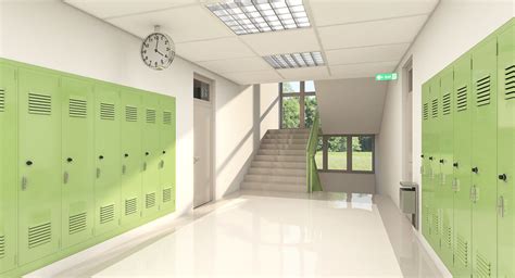 3d Model School Hallway 002 Green Cgtrader