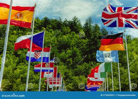 Flags Olympics Countries Colorful Outdoors Stock Image Image Of Flags