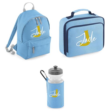 School Bundle Backpack Lunch Box Water Bottle Personalised Rewarding Designs