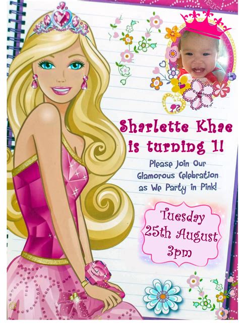 Barbie Birthday Invitation Ideas Barbie Birthday Invitation 5x7 Or 4x6 Inches Barbie