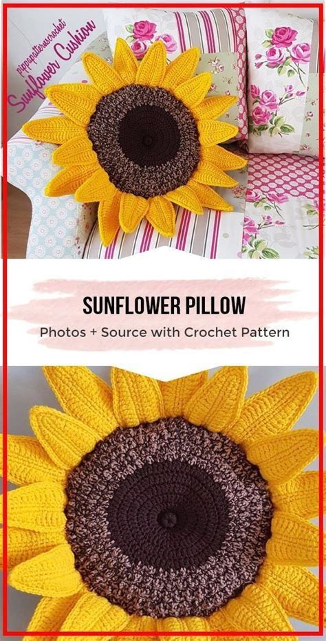 CROCHET Sunflower Pillow easy pattern | 1000 | Crochet sunflower