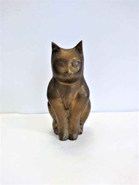 7 Vintage Solid Brass Cat Figurine Solid Brass Cat Etsy Canada Rare