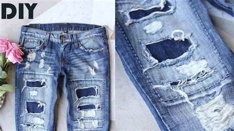 How To Rip Distress Denim Jeans At Home Diy Ripped Jeans Youtube