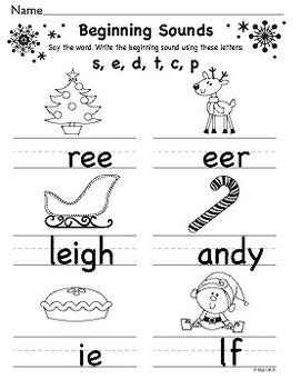Free christmas writing worksheet printable created date: Christmas Beginning and Ending Sounds Sheets | Christmas worksheets, Homeschool kindergarten ...