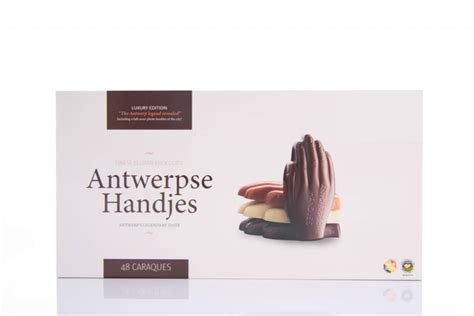 Antwerpse handjes zijn gekend als koekjes of chocolade gevuld met chocolade of praliné. Antwerpse Handjes Chocolade - Zonder vulling - Grote doos - ChocolateOnlineShop.com