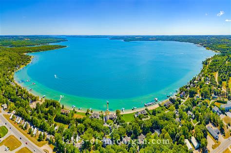 Lake Charlevoix Near Boyne City And Charlevoix Michigan Aerial
