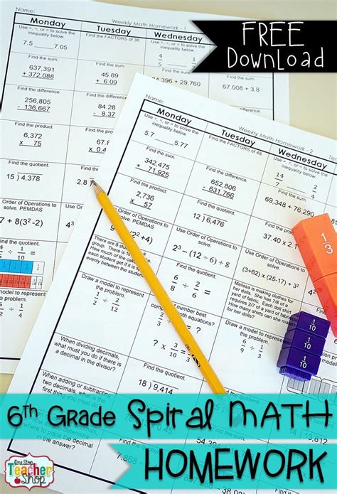 A fun way to review! 6th Grade Math Review& Quizzes | 6th Grade Math Homework ...
