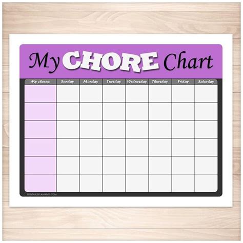 Kids Chore Chart Purple My Chore Chart Weekly Page Printable At