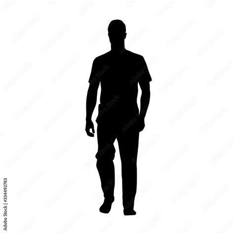 Adult Man Silhouette Casual Clothing Isolated Vector Illustration