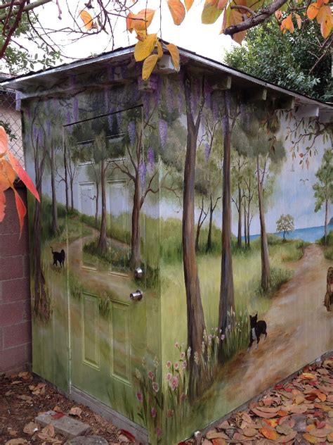 Accent wall ideas, wallpapers, murals, paint, wall designs Outdoor Shed with Tree grove and view to the sea - Mural ...
