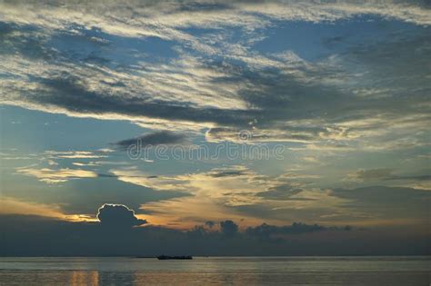 Sunset And Sunrise With Dramatic Sky Over Ocean Stock Image Image Of