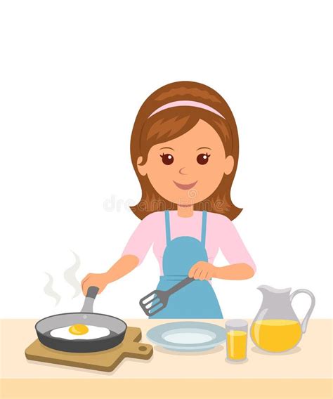 La Muchacha Linda En Un Delantal Prepara Una Tortilla Mamá Para Cocinar