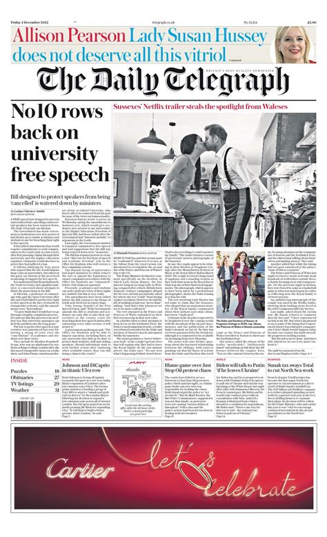Daily Telegraph Front Page 2nd Of December 2022 Tomorrow S Papers Today