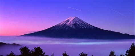 Night Views Of Mount Fuji In Japan Background Japan Mount Fuji