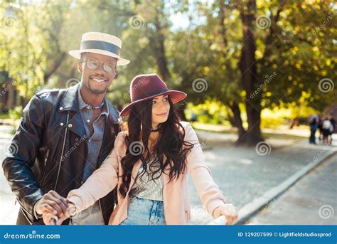 Boyfriend Helping Girlfriend Riding Bike Stock Image Image Of Happy