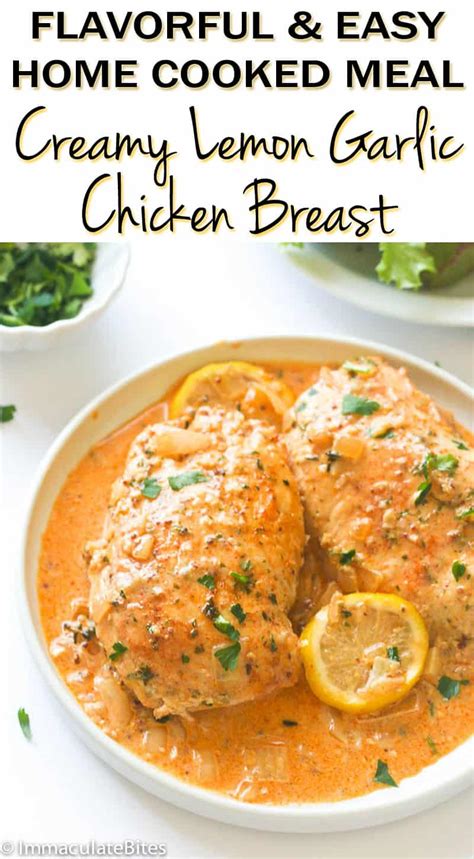 Boneless skinless chicken breast is low in fat and high in protein, making it a delicious and healthy main dish option. Creamy Lemon Garlic Boneless Chicken Breast - Immaculate Bites