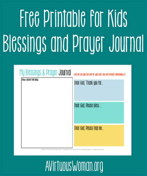Free Printable Blessings And Prayer Journal For Kids A