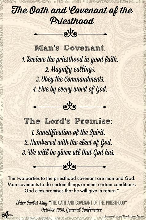 The Oath And Covenant Of The Priesthood By Elder Carlos Asay October 1985 General Conference