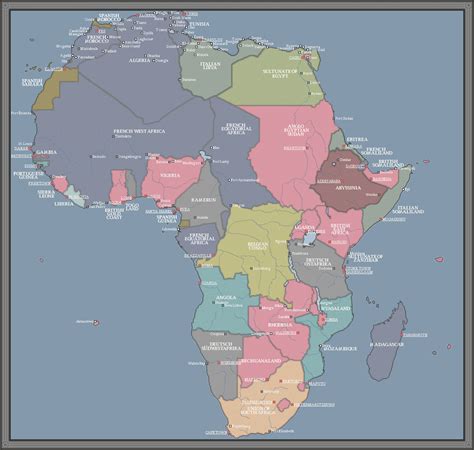 Africa Map Colonial 20th Century World Map The Past Diagram