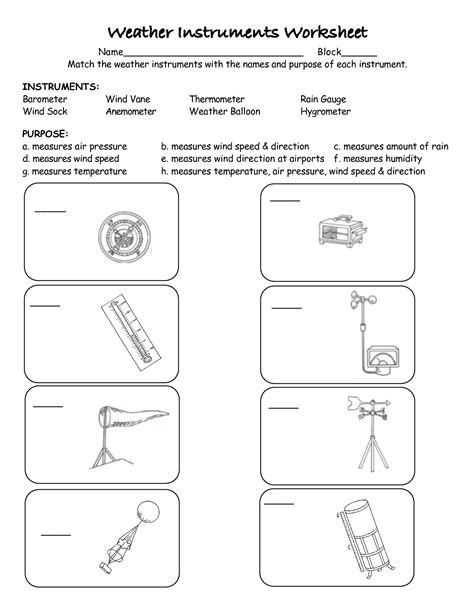 Weather Tools Worksheets | Teaching weather, Weather science, Weather worksheets