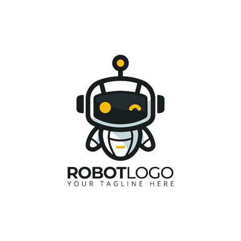 Cute Robot Mascot Logo Cartoon Character Illustration Vector Premium