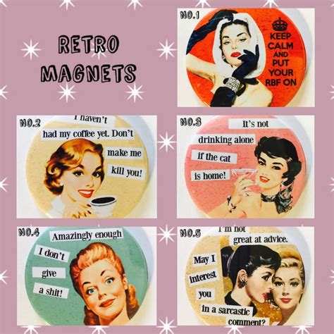 Retro Women With Quotes Retro Magnets Funny Magnets Funny Etsy