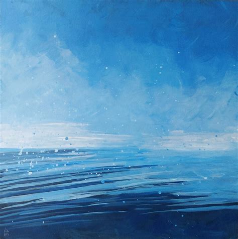 Blue Ocean Water Acrylic Painting Etsy Uk