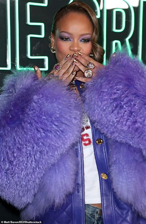 Rihanna Displays Her Eye For Fashion In A Fluffy Purple Coat As She Celebrates Latest Fenty X