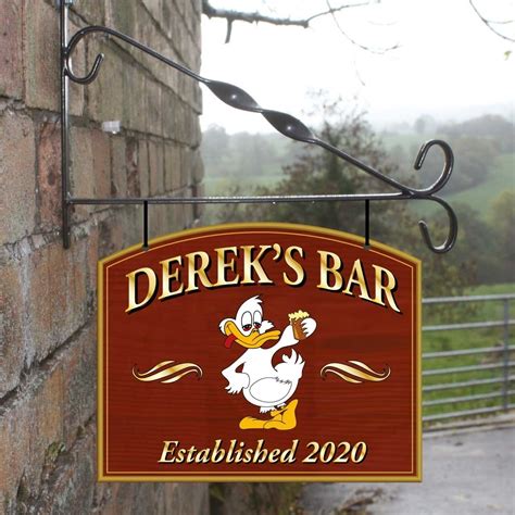 Jaf Graphics Personalised Home Bar Hanging Pub Sign With Duck Logo