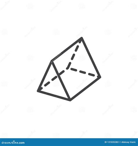 Triangular Prism Geometrical Figure Outline Icon Stock Vector