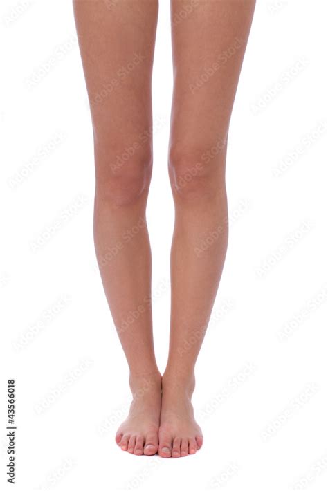 Naked Woman S Legs Are Straight On White Background Stock Photo Adobe