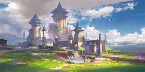 Colorful Fantasy Art Artwork Artstation Fantasy City Castle Hd