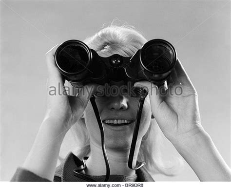 1960s Woman Looking Through Binoculars Stock Image Looking For