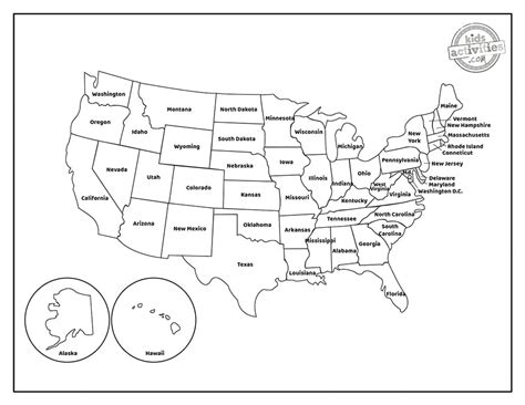 United States Map Coloring Page