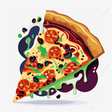 Pizza Topping Vector Sticker Clipart Slice Of Pizza With Olives And