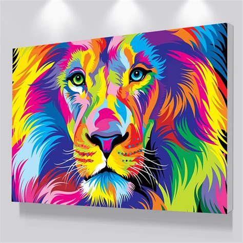 Large Size Abstract Colorful Hd Print Canvas Lion Animal Oil Paintings