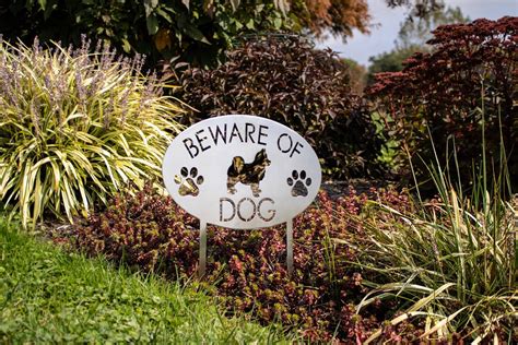 Beware Of Dog Yard Sign Garden Sign With Stakes Stainless Steel