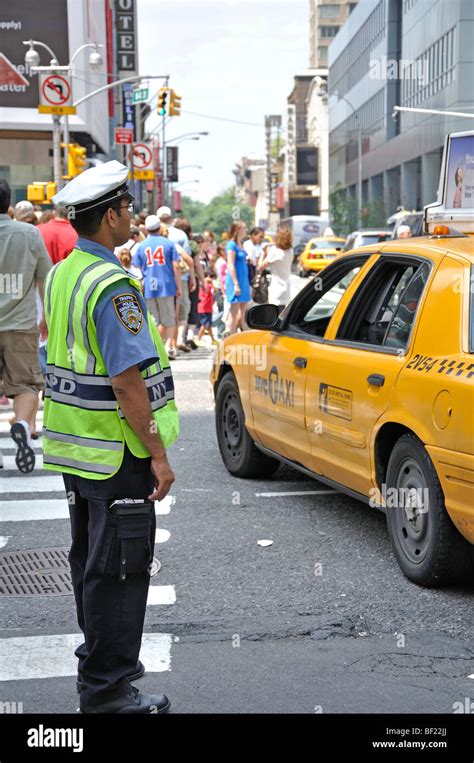New York Traffic Police Controller Nyc Uniform Taxi Hi Res Stock