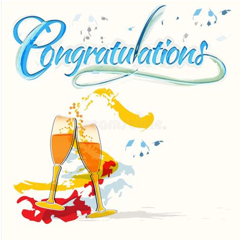 Congratulations With Champagne Glasses Stock Vector Image 55252952