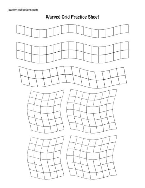 Grid Journey Warped Grid Practice Sheet Practice Sheet Zentangle