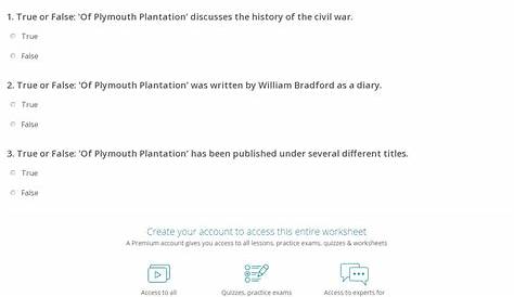 Quiz & Worksheet - William Bradford's Of Plymouth Plantation | Study.com