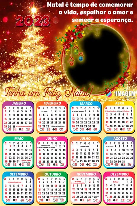 Calendário 2023 De Feliz Natal E Papai Noel Para Montagem De Fotos