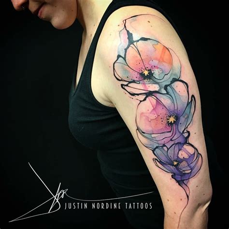 Justin Nordine Abstract Watercolor Tattoo Detailliertes Tattoo Lily