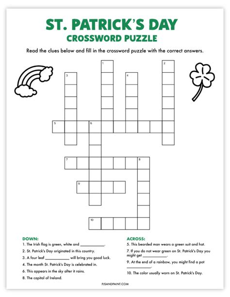 St patrick's day wordsearch, crossword, word ramble, mazes, connect dots all are free and printable games. St. Patrick's Day Crossword Puzzle - Free Printable Game ...