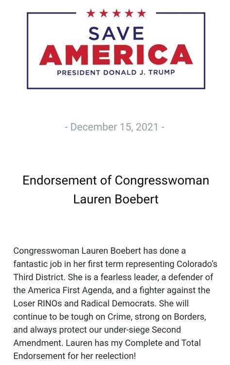Donald Trump Tweets Endorsement Of Lauren Boebert Westword
