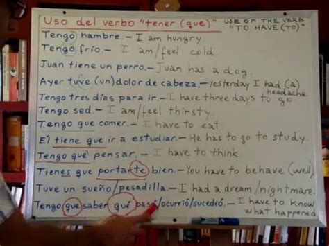 Free Spanish Lessons Spanish Verb Tener Examples Video