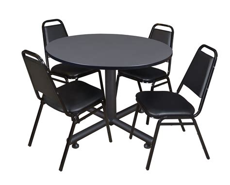 Kobe 48 Round Breakroom Table Multiple Colors And 4 Black Restaurant