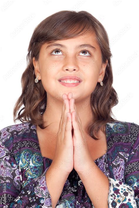 Adorable Preteen Girl Praying Stock Photo Adobe Stock